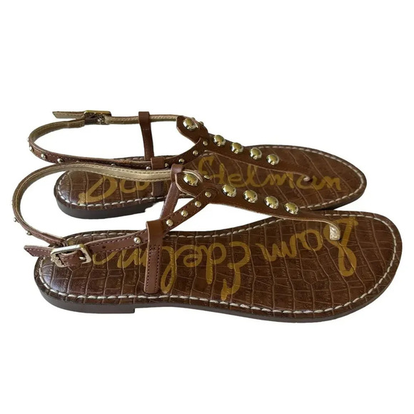 Sam Edelson Gigi T-Strap Thong Sandal with Metal Studs Size 7 - Picture 3 of 8